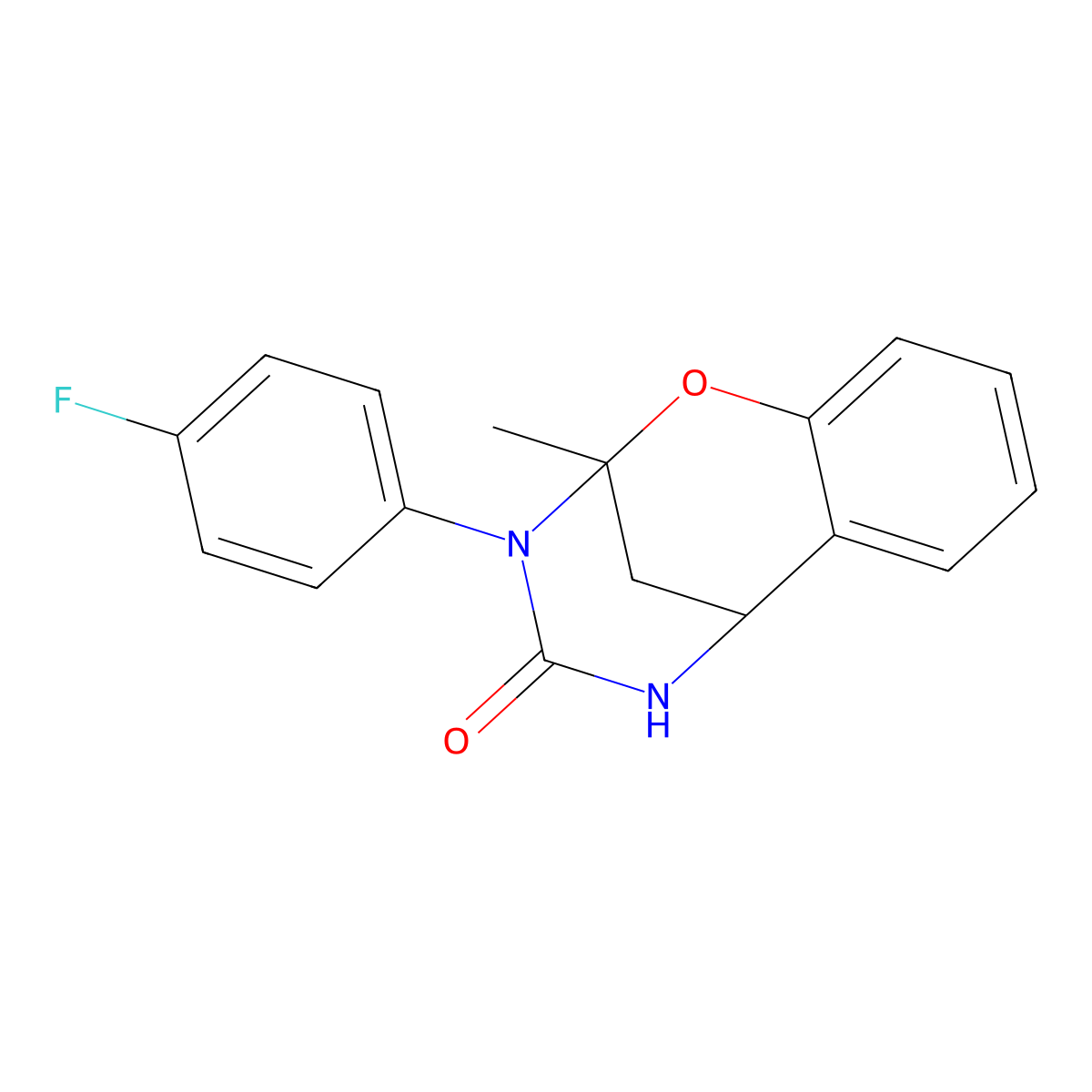 3-(4-fluorophenyl)-2-methyl-2,3,5,6-tetrahydro-4H-2,6-methano-1,3,5-benzoxadiazocin-4-one molecular structure, CAS 687580-78-5