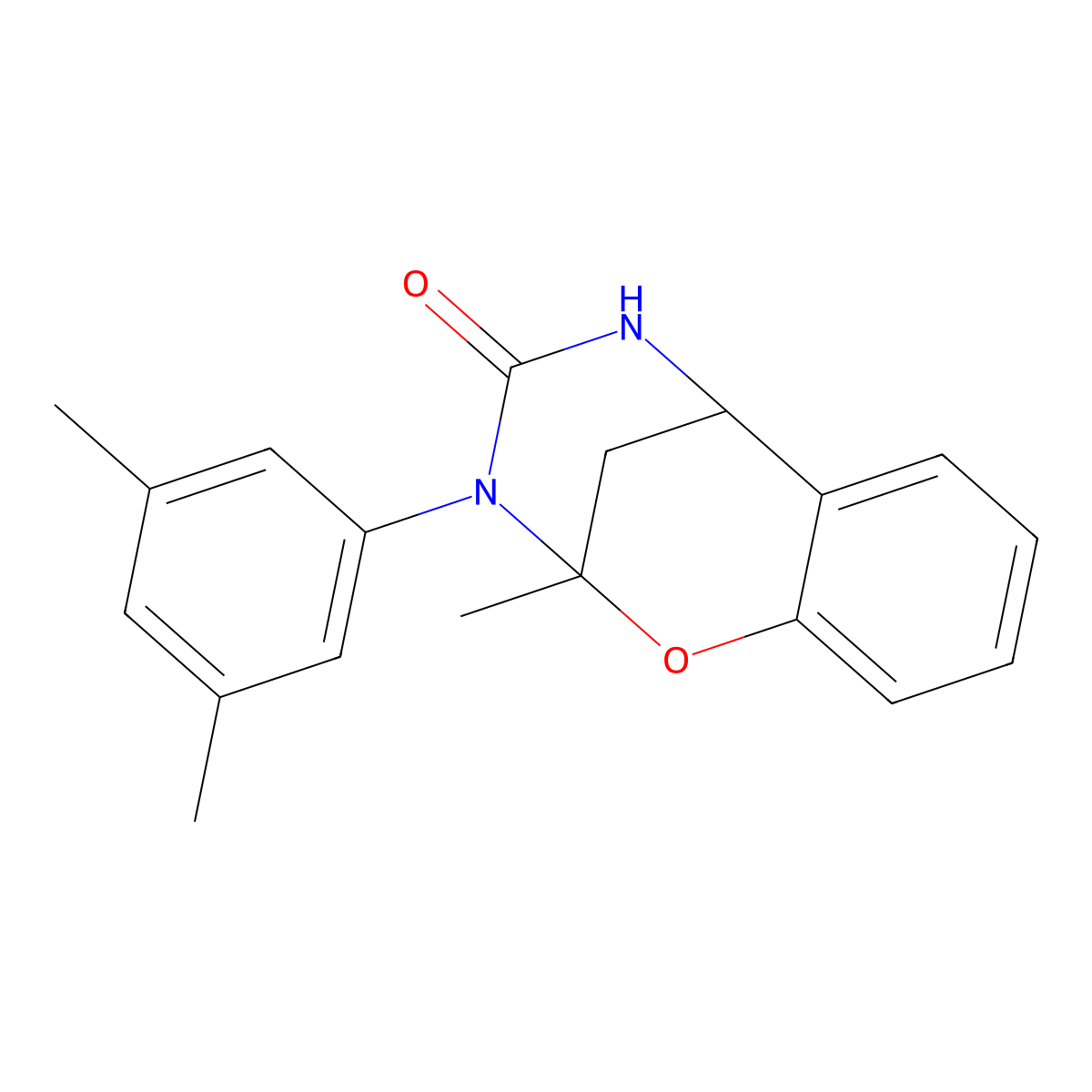 3-(3,5-dimethylphenyl)-2-methyl-2,3,5,6-tetrahydro-4H-2,6-methano-1,3,5-benzoxadiazocin-4-one molecular structure, CAS 687580-80-9