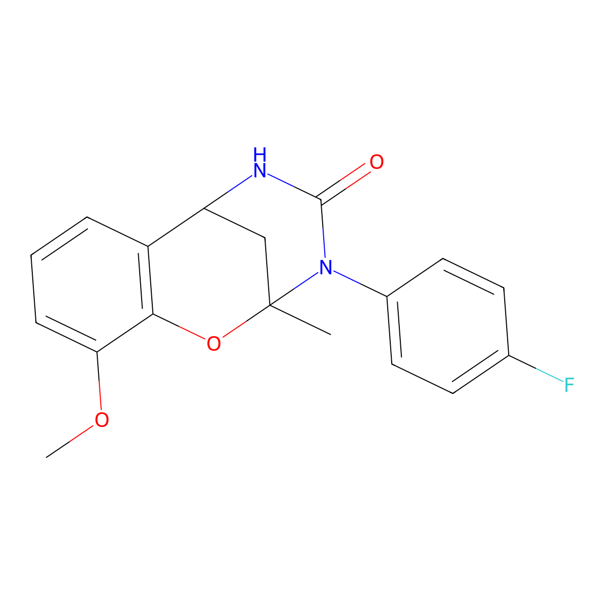 3-(4-fluorophenyl)-10-methoxy-2-methyl-5,6-dihydro-2H-2,6-methanobenzo[g][1,3,5]oxadiazocin-4(3H)-one molecular structure, CAS 687580-83-2
