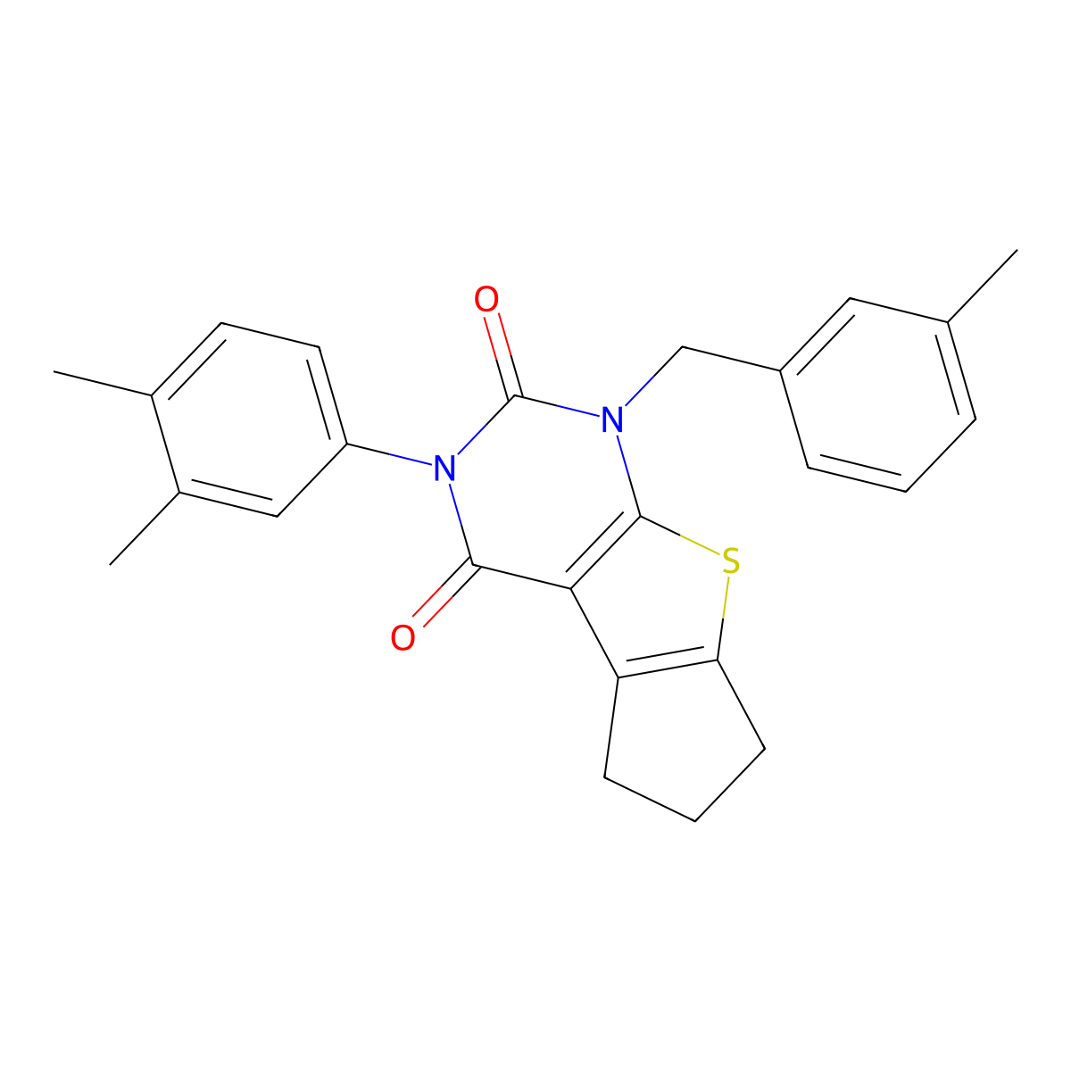 11-(3,4-Dimethylphenyl)-9-[(3-methylphenyl)methyl]-7-thia-9,11-diazatricyclo[6.4.0.0^{2,6}]dodeca-1(8),2(6)-diene-10,12-dione molecular structure, CAS 687581-44-8