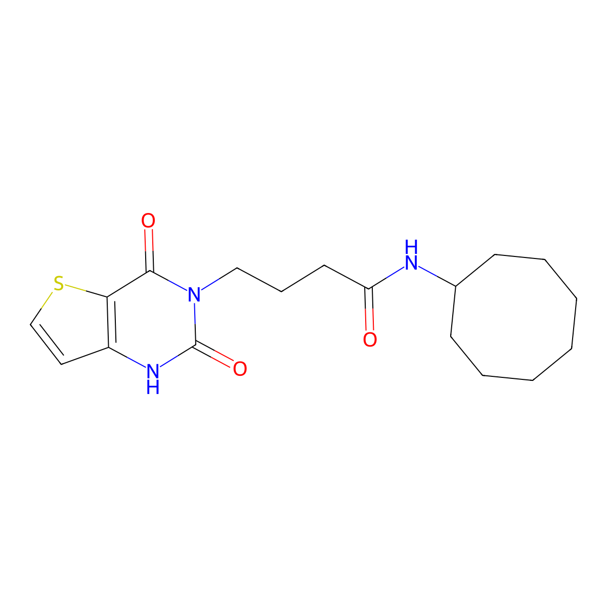N-cyclooctyl-4-(2,4-dioxo-1H-thieno[3,2-d]pyrimidin-3-yl)butanamide molecular structure, CAS 687582-31-6