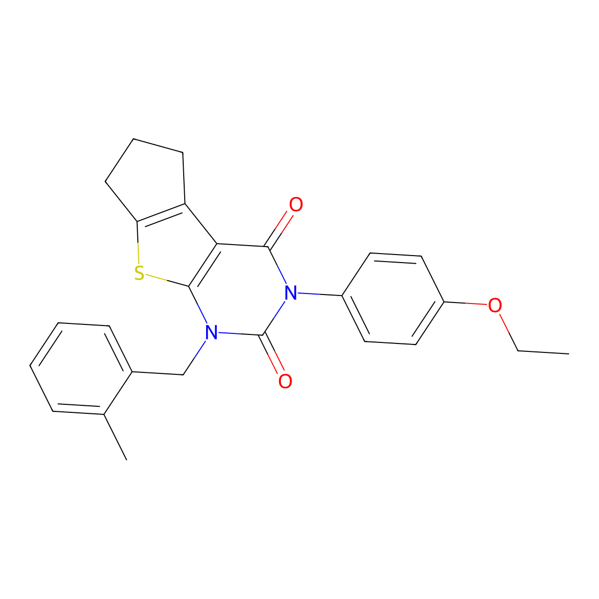 11-(4-Ethoxyphenyl)-9-[(2-methylphenyl)methyl]-7-thia-9,11-diazatricyclo[6.4.0.0^{2,6}]dodeca-1(8),2(6)-diene-10,12-dione molecular structure, CAS 687582-91-8