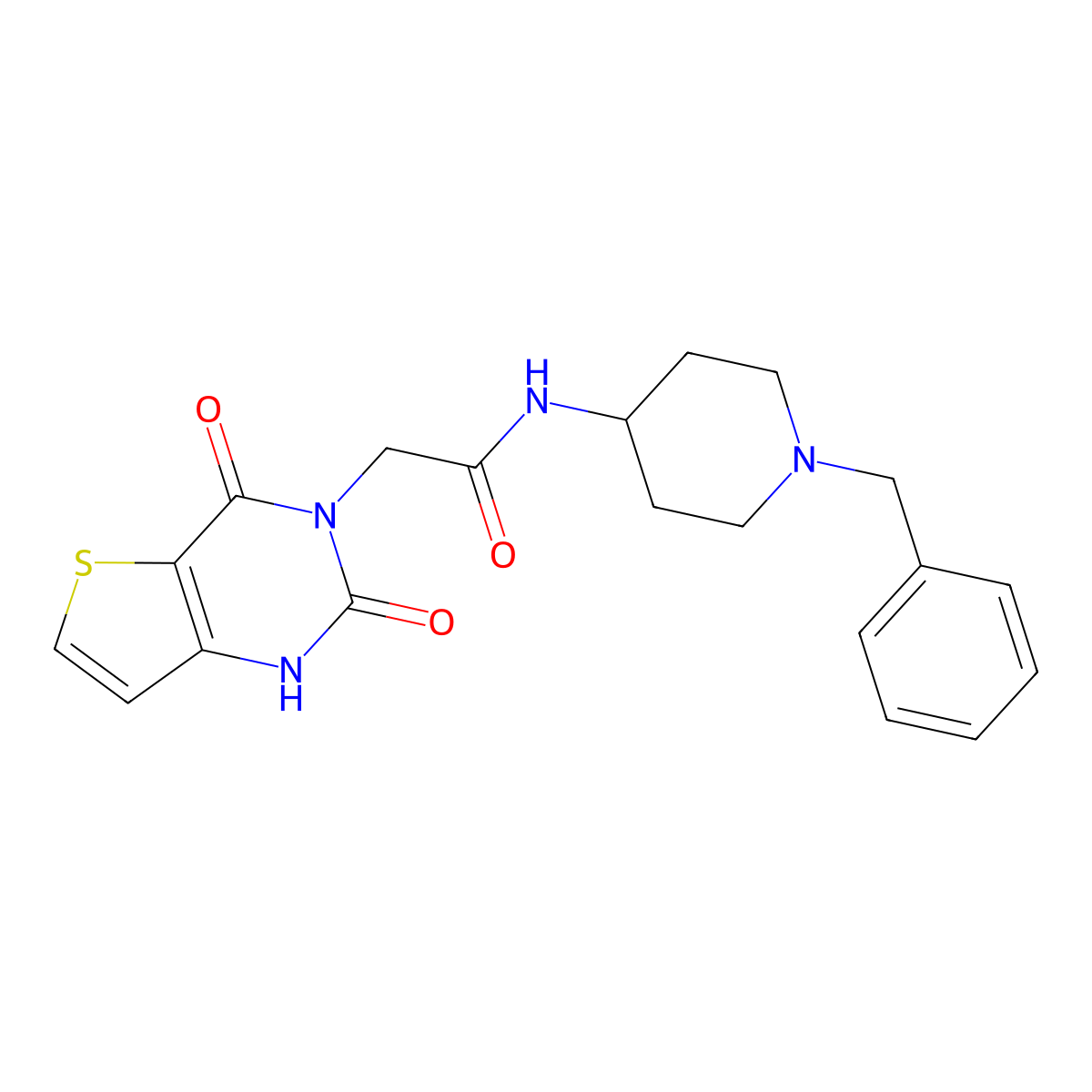 N-(1-benzylpiperidin-4-yl)-2-{2,4-dioxo-1H,2H,3H,4H-thieno[3,2-d]pyrimidin-3-yl}acetamide molecular structure, CAS 687583-08-0
