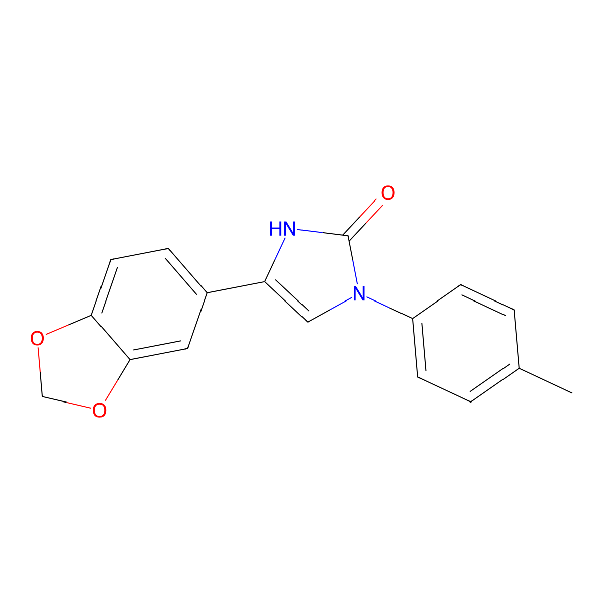 5-(1,3-benzodioxol-5-yl)-3-(4-methylphenyl)-1H-imidazol-2-one molecular structure, CAS 687583-53-5