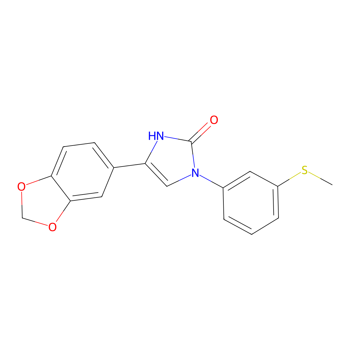 5-(1,3-benzodioxol-5-yl)-3-[3-(methylthio)phenyl]-1H-imidazol-2-one molecular structure, CAS 687583-58-0