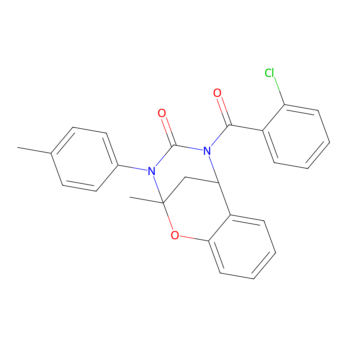 12-(2-Chlorobenzoyl)-9-methyl-10-(4-methylphenyl)-8-oxa-10,12-diazatricyclo[7.3.1.0^{2,7}]trideca-2,4,6-trien-11-one molecular structure, CAS 687584-37-8
