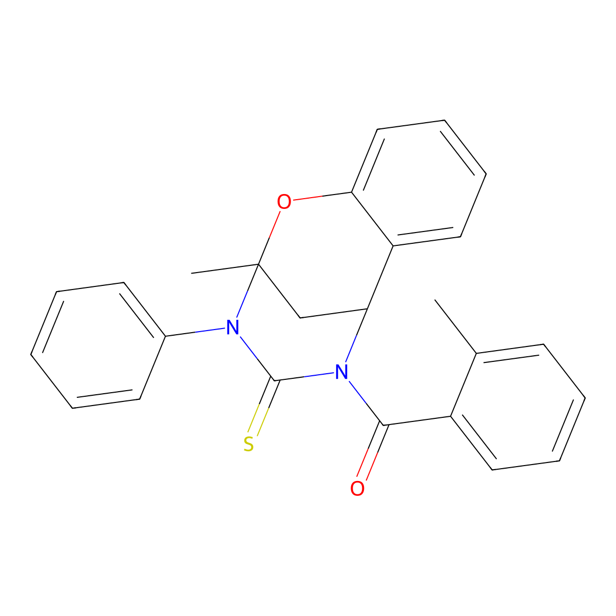 9-Methyl-12-(2-methylbenzoyl)-10-phenyl-8-oxa-10,12-diazatricyclo[7.3.1.0^{2,7}]trideca-2,4,6-triene-11-thione molecular structure, CAS 687584-42-5