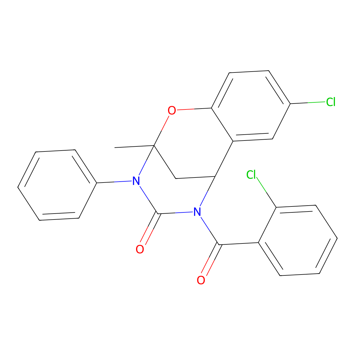 4-Chloro-12-(2-chlorobenzoyl)-9-methyl-10-phenyl-8-oxa-10,12-diazatricyclo[7.3.1.0^{2,7}]trideca-2,4,6-trien-11-one molecular structure, CAS 687584-57-2