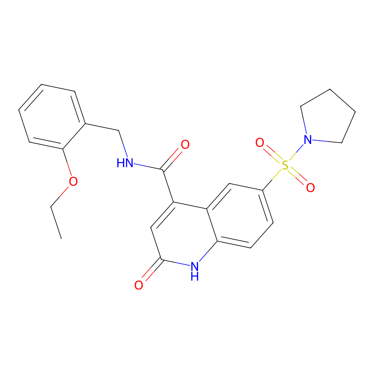 N-(2-ethoxybenzyl)-2-oxo-6-(pyrrolidin-1-ylsulfonyl)-1,2-dihydroquinoline-4-carboxamide molecular structure, CAS 687591-39-5