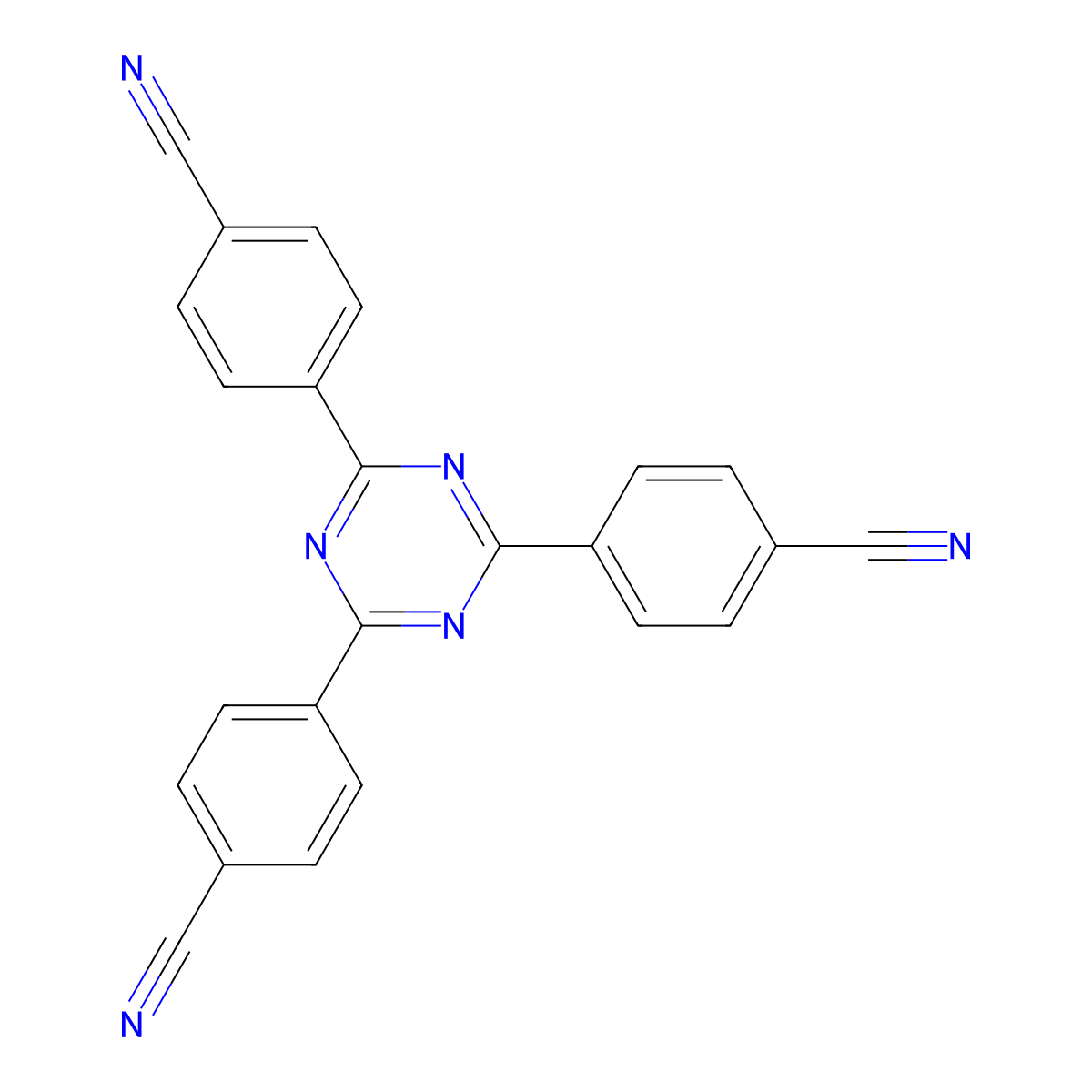 2,4,6-Tris(4-cyanophenyl)-1,3,5-triazine molecular structure, CAS 6876-34-2