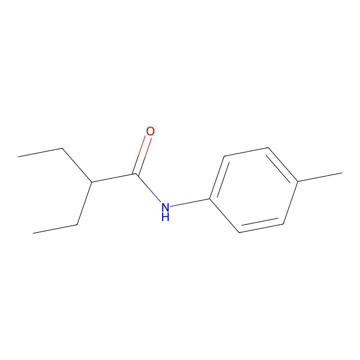 2-ethyl-N-(4-methylphenyl)butanamide molecular structure, CAS 6876-52-4