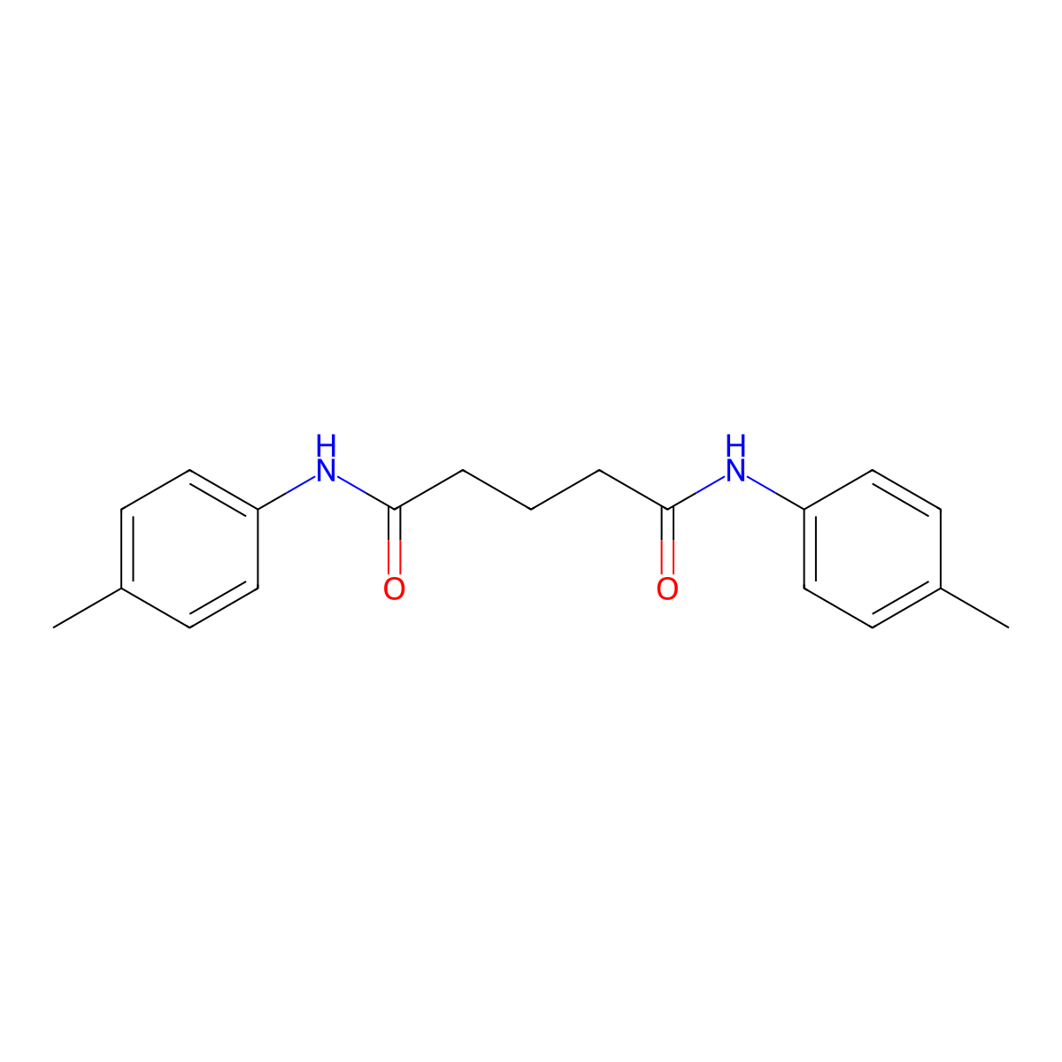 N,N'-bis(4-methylphenyl)pentanediamide molecular structure, CAS 6876-56-8