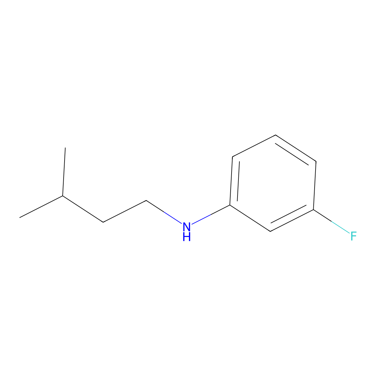 3-fluoro-N-(3-methylbutyl)aniline molecular structure, CAS 6876-78-4