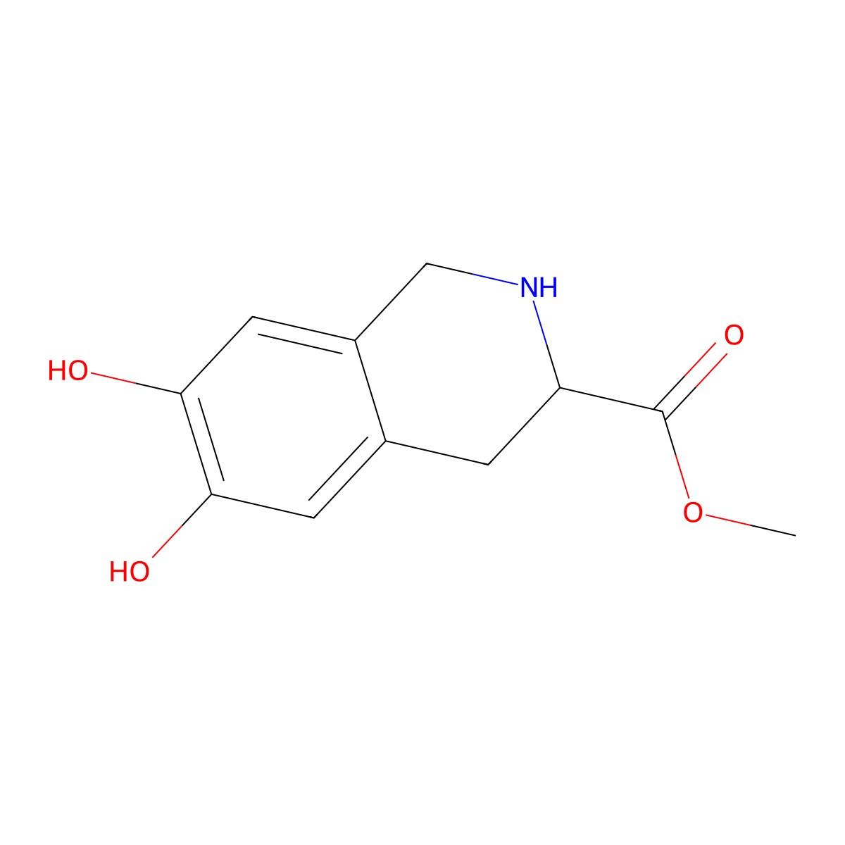 3-Isoquinolinecarboxylic acid,1,2,3,4-tetrahydro-6,7-dihydroxy-,methyl ester molecular structure, CAS 687619-47-2
