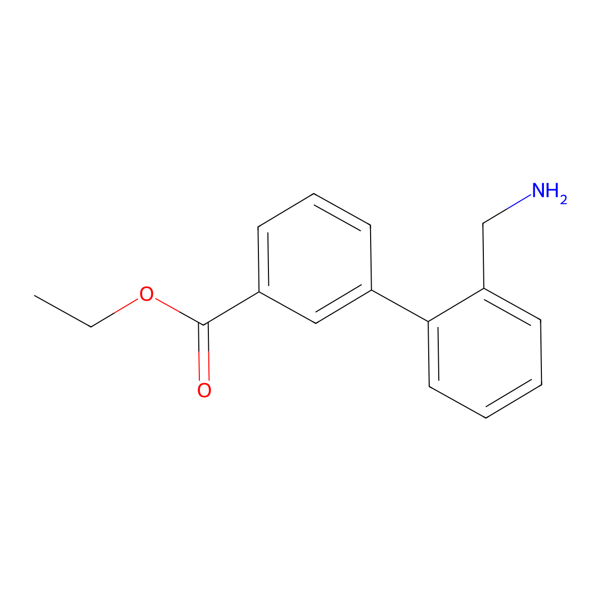 Ethyl 2'-(aminomethyl)-[1,1'-biphenyl]-3-carboxylate molecular structure, CAS 687631-12-5