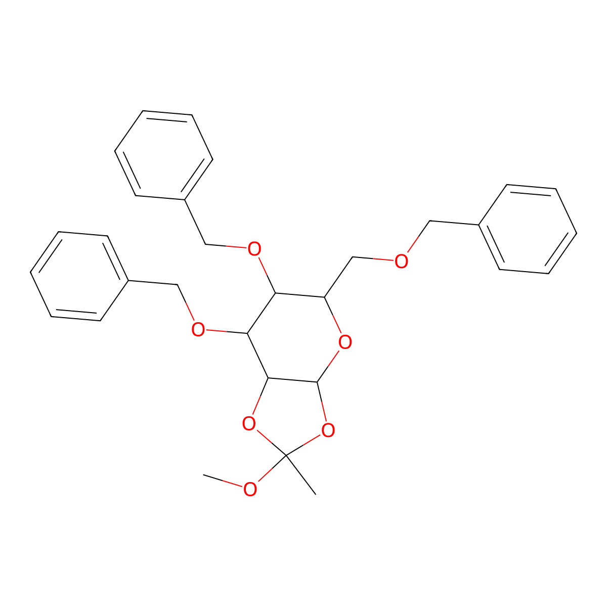3,4,6-Tri-O-benzyl-alpha-D-galactopyranose 1,2-(Methyl Orthoacetate) molecular structure, CAS 68779-52-2