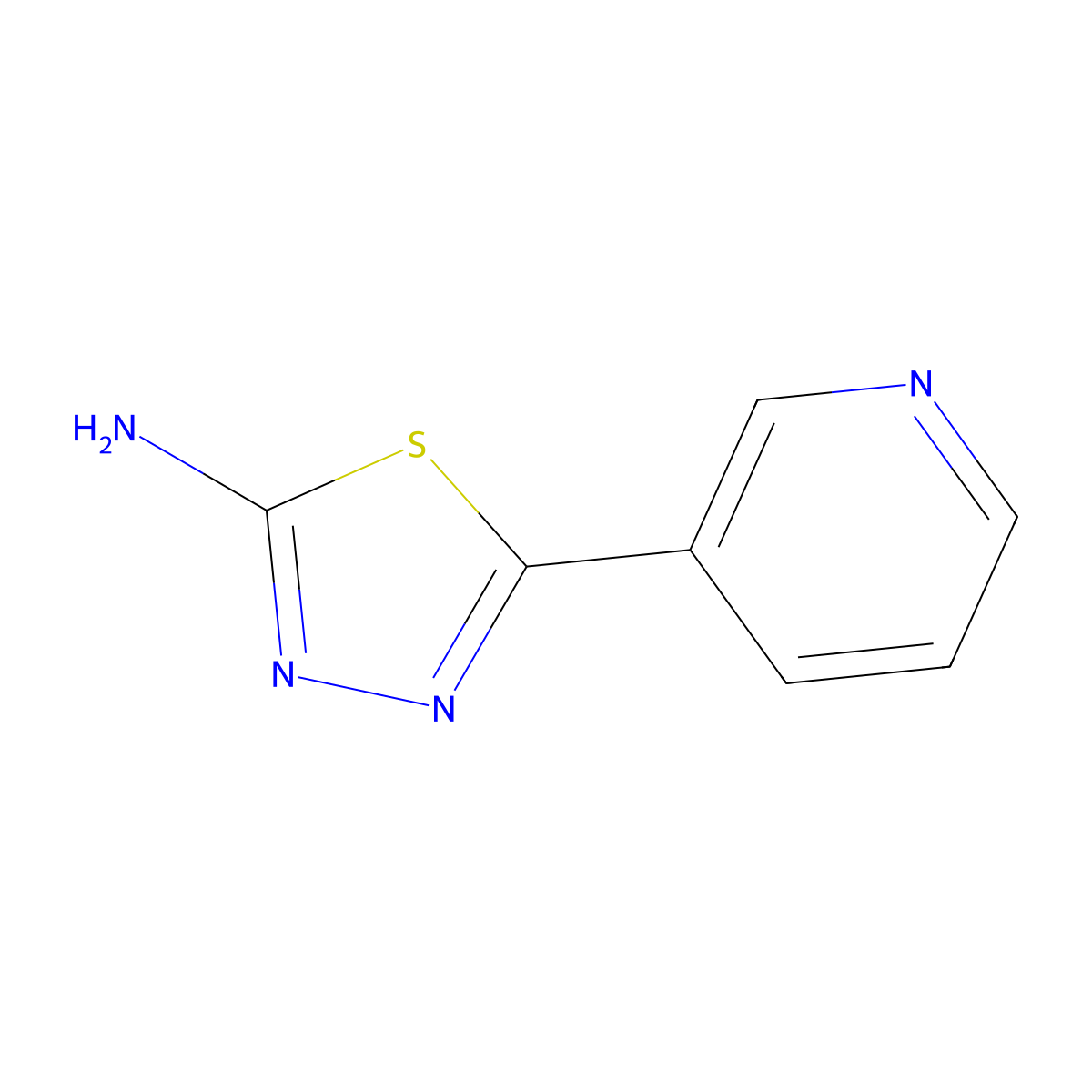 5-(Pyridin-3-yl)-1,3,4-thiadiazol-2-amine molecular structure, CAS 68787-52-0