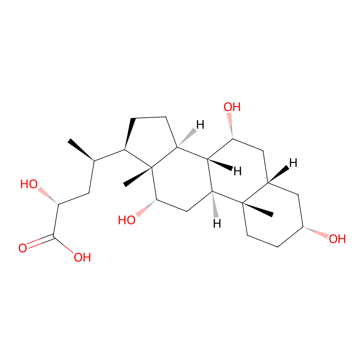 (3alpha,5beta,7alpha,12alpha,23R)-3,7,12,23-Tetrahydroxycholan-24-oic acid molecular structure, CAS 6879-45-4