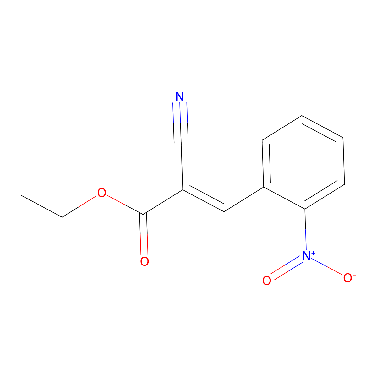 ethyl (2E)-2-cyano-3-(2-nitrophenyl)prop-2-enoate molecular structure, CAS 68792-18-7
