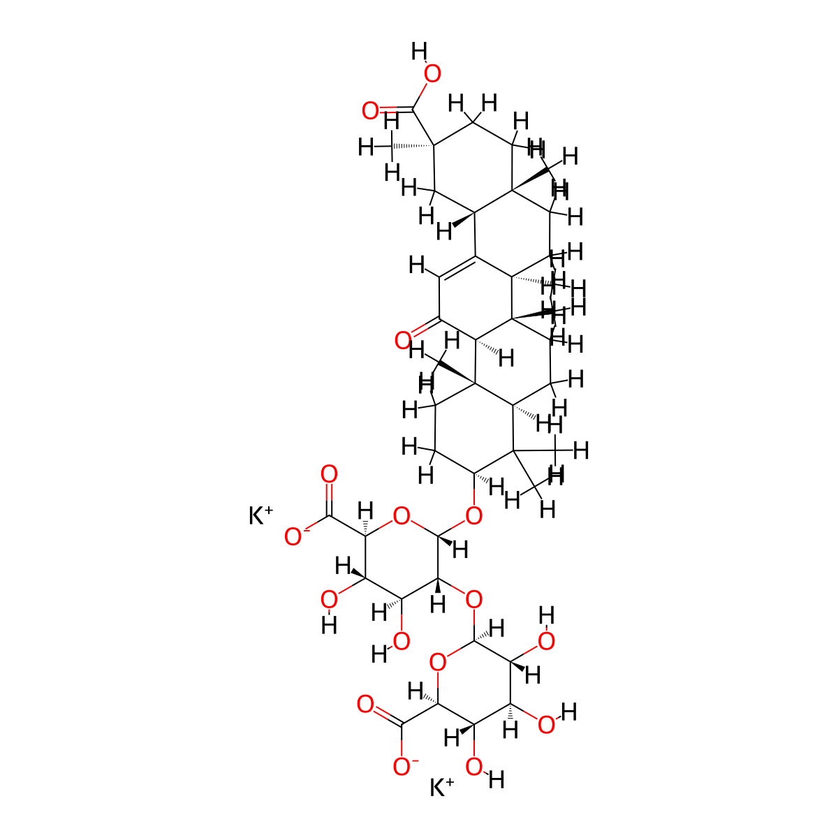 Dipotassium Glycyrrhizinate molecular structure, CAS 68797-35-3