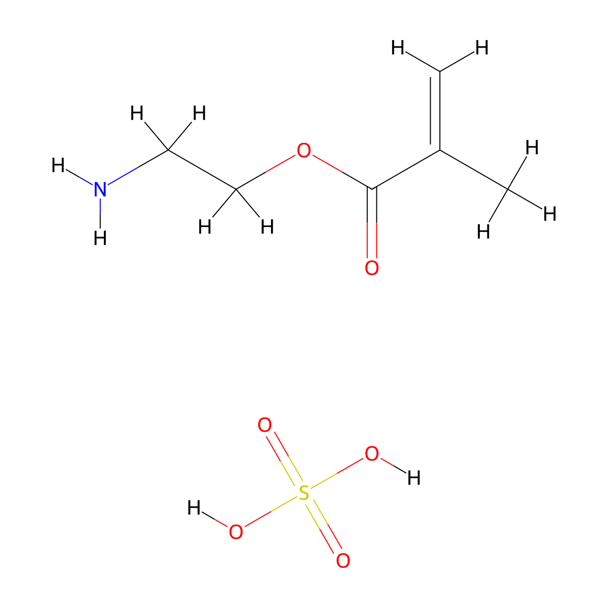 Aminoethyl methacrylate sulfate molecular structure, CAS 68797-47-7