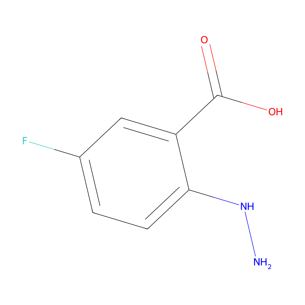 5-Fluoro-2-hydrazinylbenzoic acid molecular structure, CAS 687975-58-2
