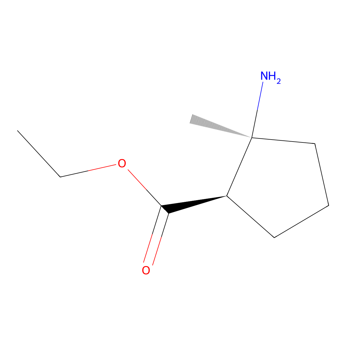 rac-ethyl (1R,2S)-2-amino-2-methylcyclopentane-1-carboxylate molecular structure, CAS 687993-46-0