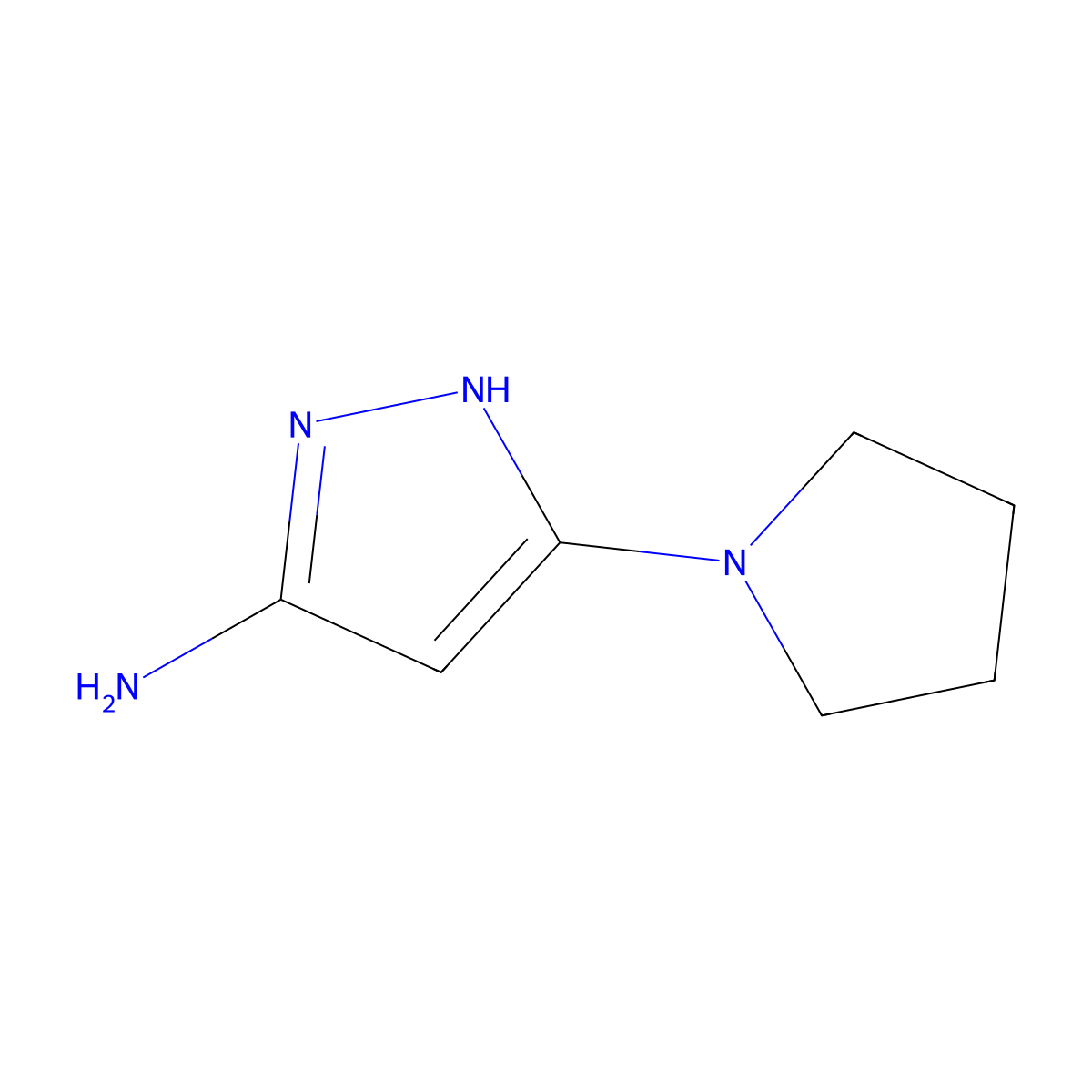 5-(pyrrolidin-1-yl)-1H-pyrazol-3-amine molecular structure, CAS 687999-84-4