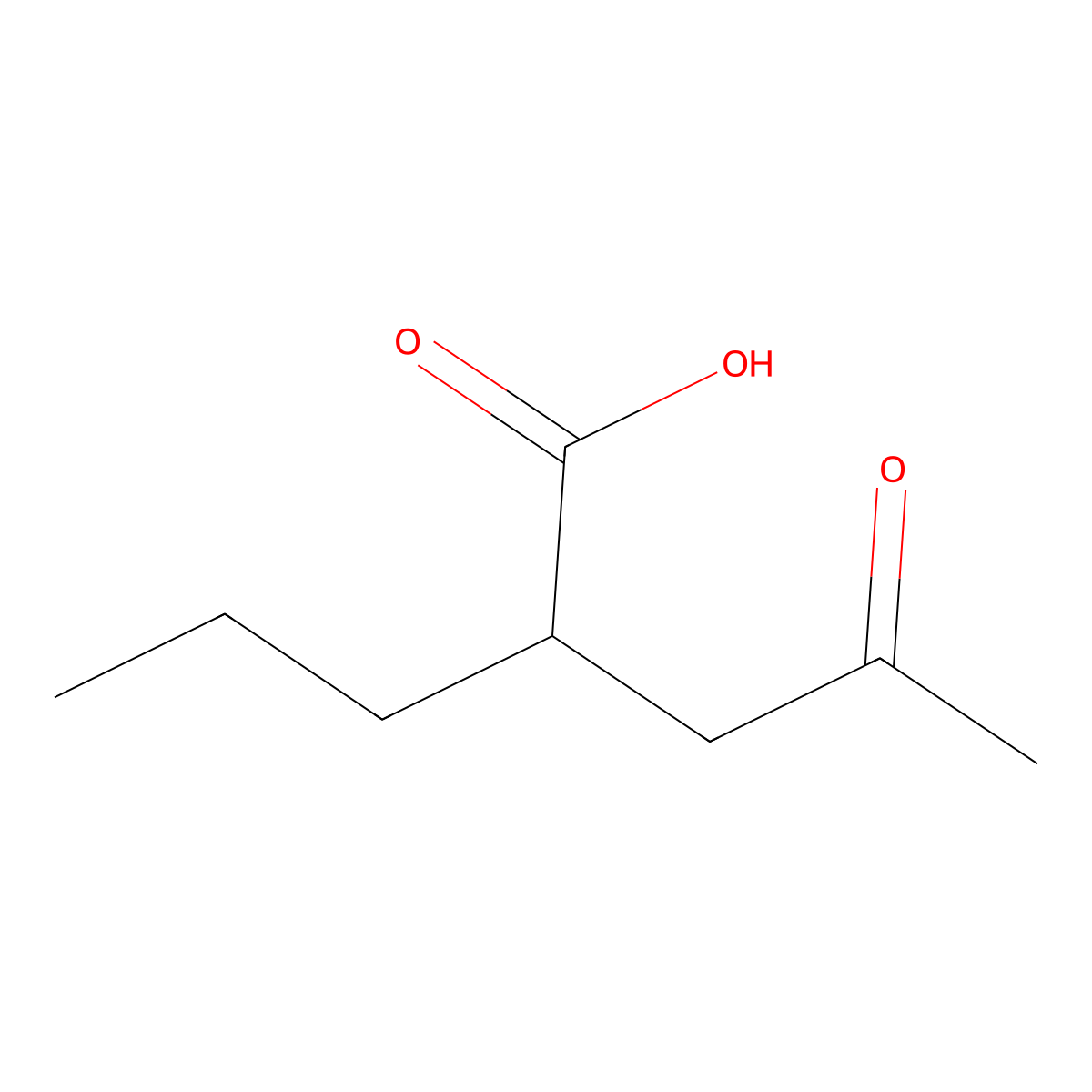 4-Oxo-2-propylpentanoic acid molecular structure, CAS 688-04-0