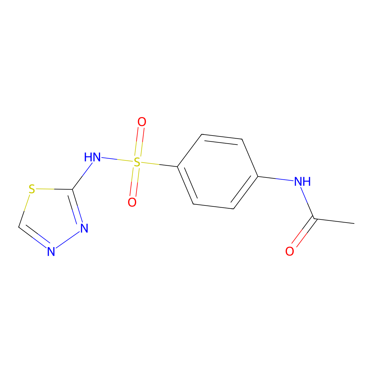 N-(4-(N-1,3,4-thiadiazol-2-ylsulfamoyl)phenyl)acetamide molecular structure, CAS 6880-66-6