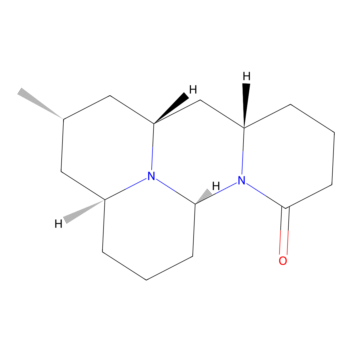 (3aS,5S,6aR,7aS,12aS)-Tetradecahydro-5-methyl-11H-pyrido(1',2':3,4)pyrimido(2,1,6-de)quinolizin-11-one molecular structure, CAS 6880-84-8