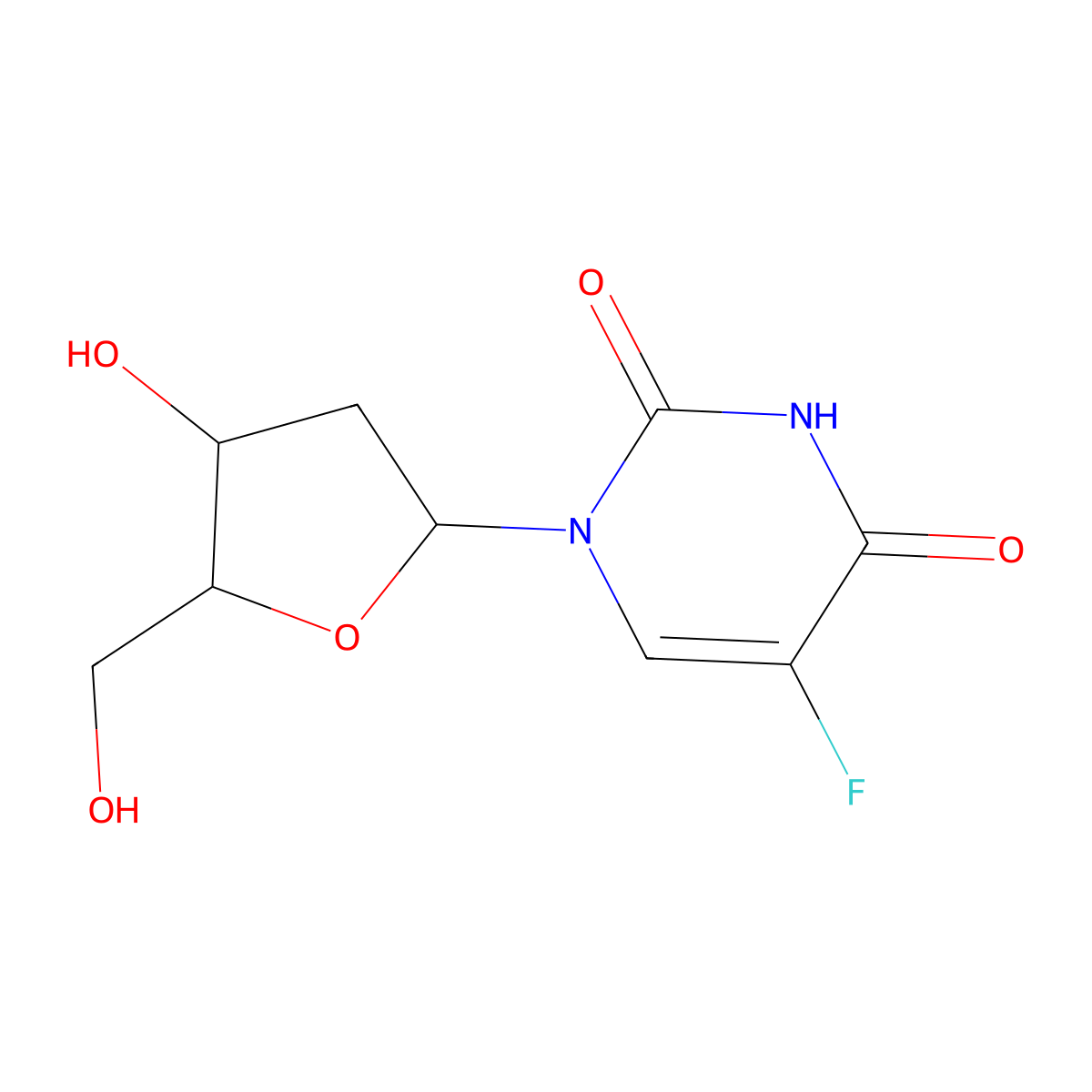 Uridine, 2'-deoxy-5'-fluoro- molecular structure, CAS 688007-28-5