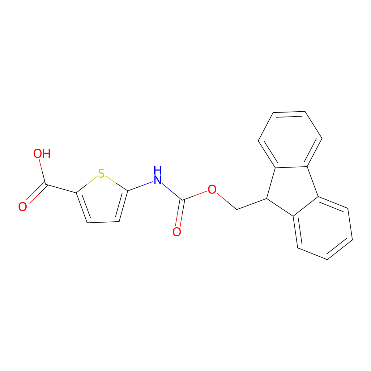 5-({[(9H-fluoren-9-yl)methoxy]carbonyl}amino)thiophene-2-carboxylic acid molecular structure, CAS 688012-78-4