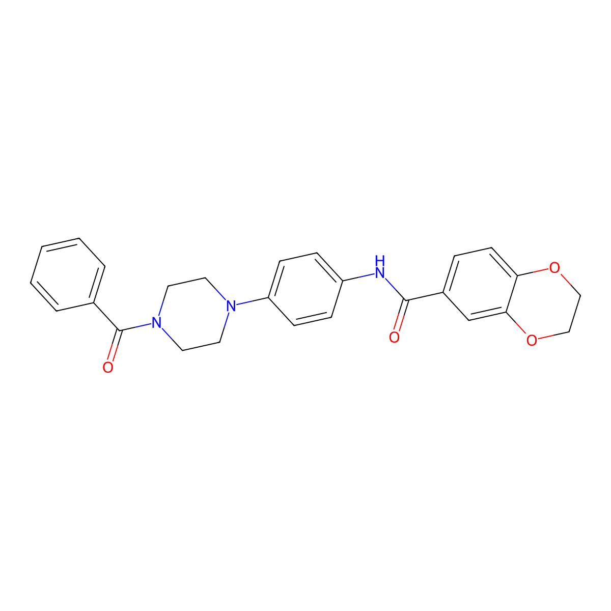 N-[4-(4-benzoylpiperazin-1-yl)phenyl]-2,3-dihydro-1,4-benzodioxine-6-carboxamide molecular structure, CAS 688014-07-5