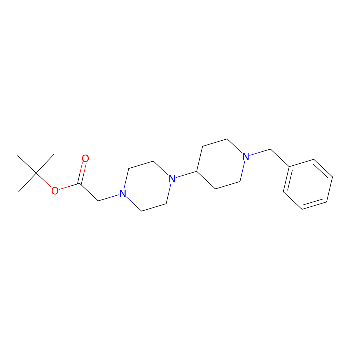 Tert-butyl 2-(4-(1-benzylpiperidin-4-yl)piperazin-1-yl)acetate molecular structure, CAS 688020-39-5