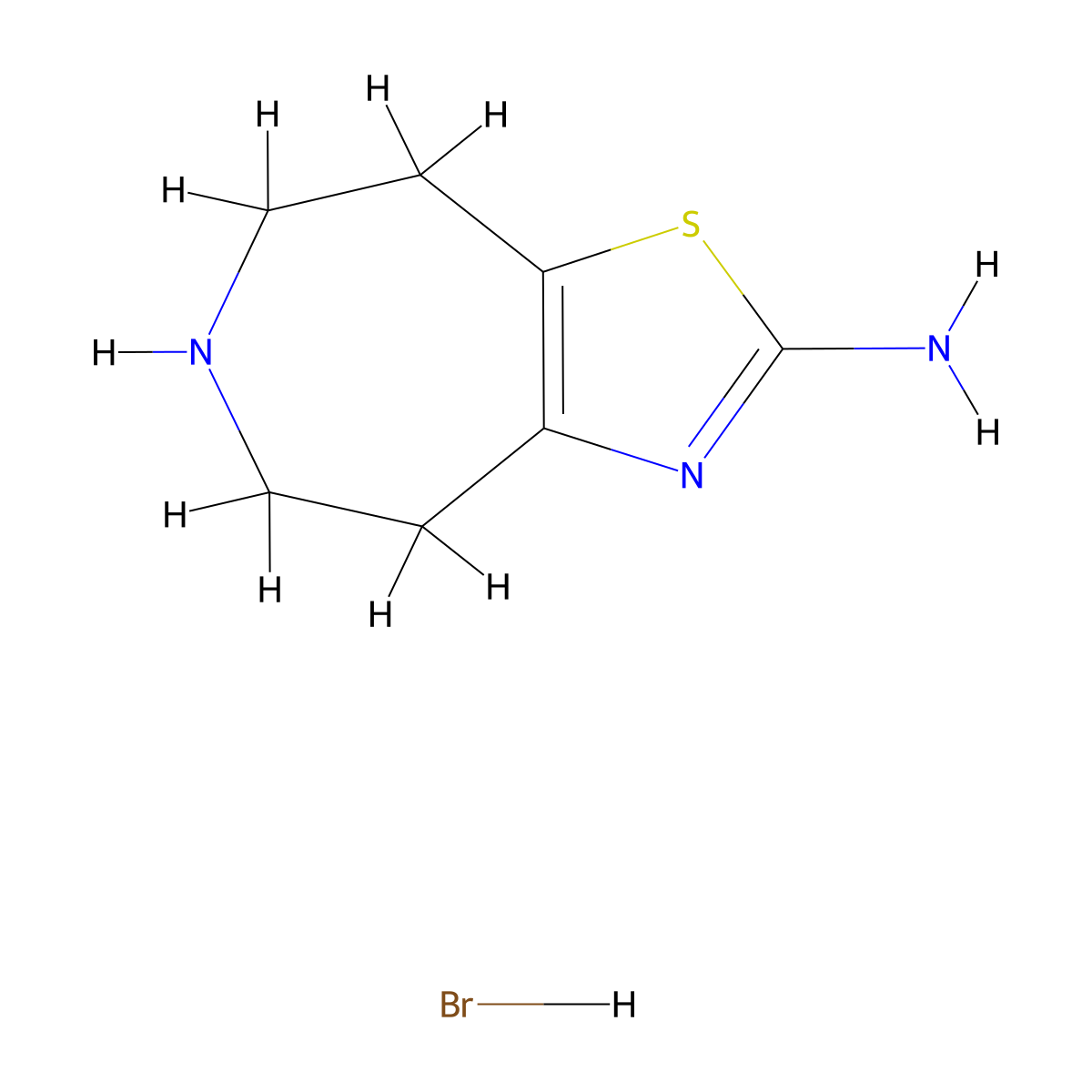 5,6,7,8-tetrahydro-4H-Thiazolo[4,5-d]azepin-2-amine hydrobromide molecular structure, CAS 688020-78-2