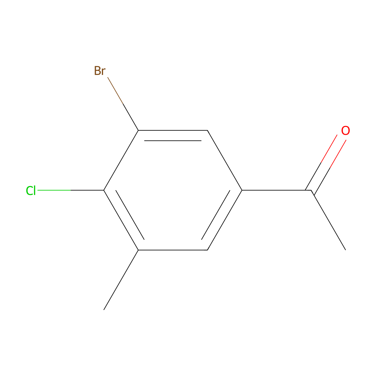 Ethanone, 1-(3-bromo-4-chloro-5-methylphenyl)- molecular structure, CAS 688021-29-6