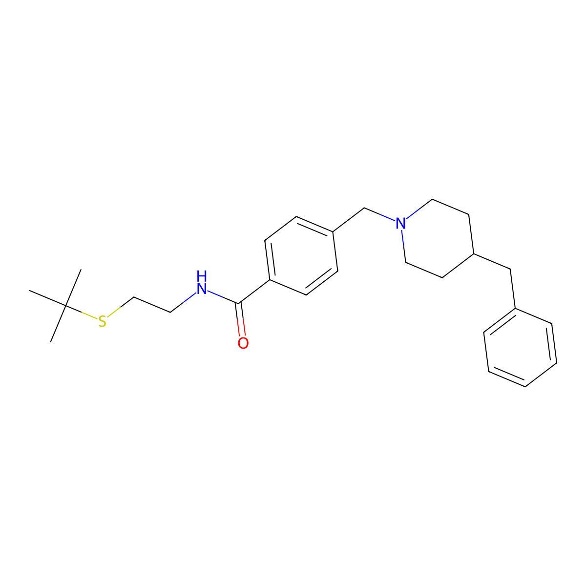 4-[(4-benzylpiperidin-1-yl)methyl]-N-(2-tert-butylsulfanylethyl)benzamide molecular structure, CAS 688022-05-1