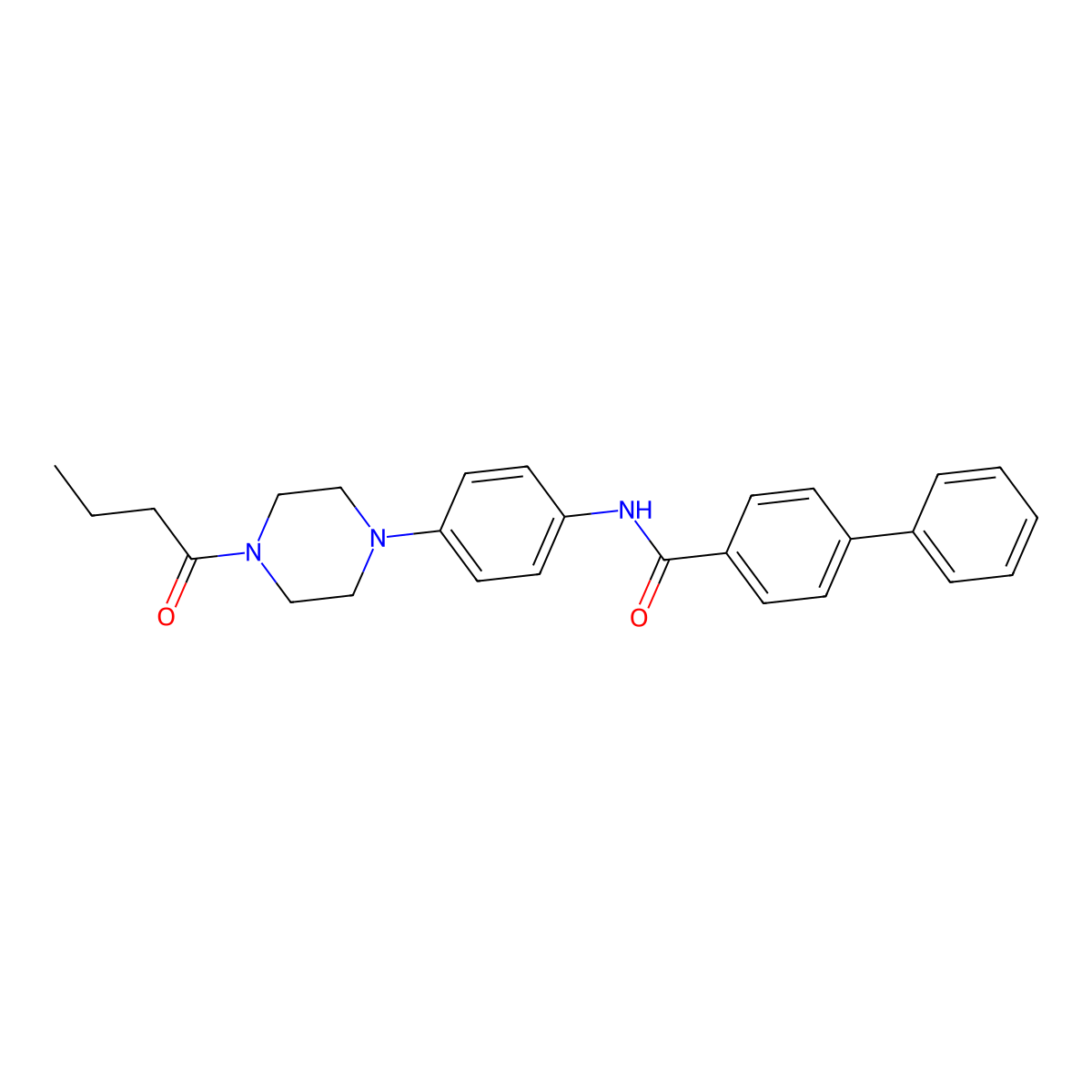 N-[4-(4-butanoylpiperazin-1-yl)phenyl]-4-phenylbenzamide molecular structure, CAS 688028-63-9