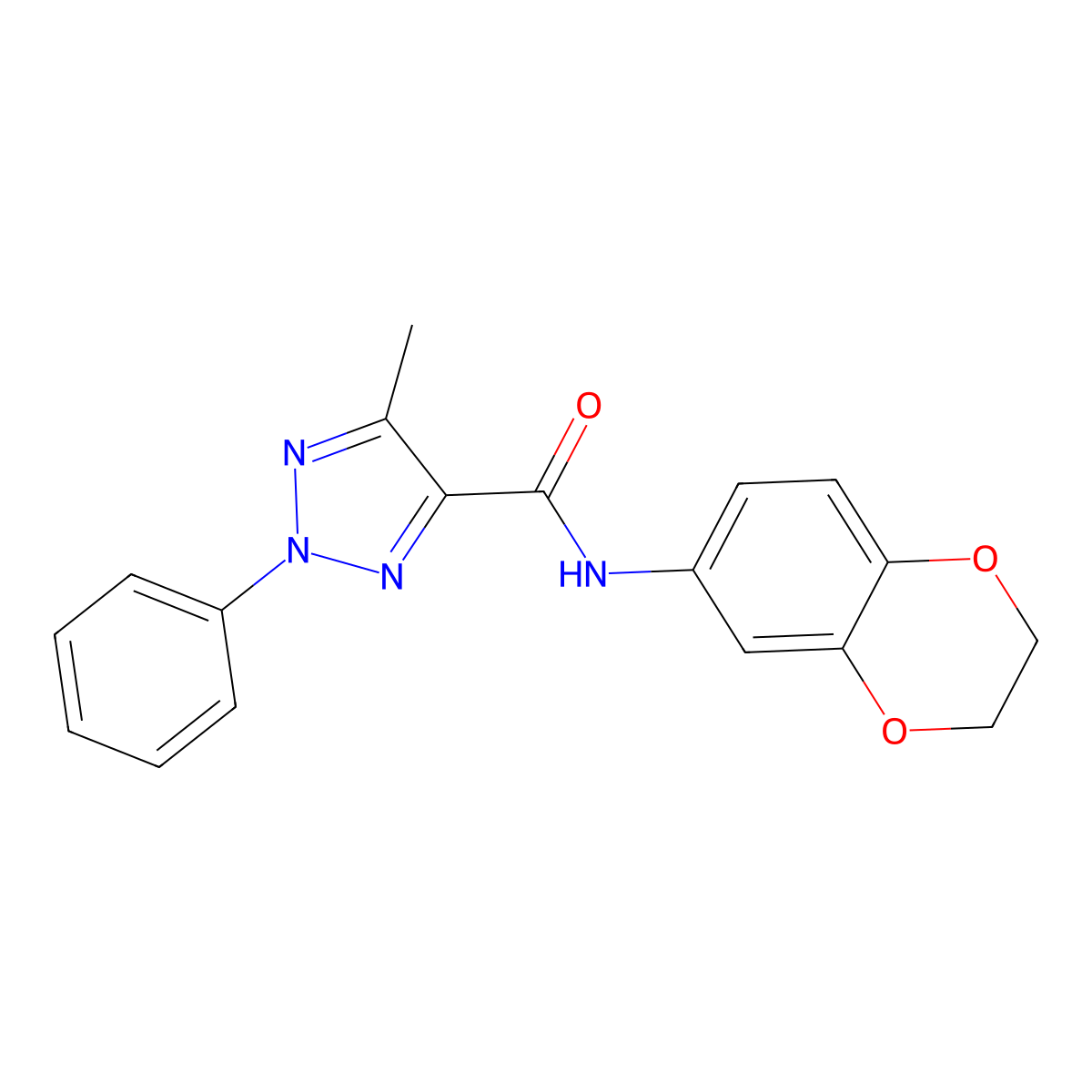 N-(2,3-dihydro-1,4-benzodioxin-6-yl)-5-methyl-2-phenyltriazole-4-carboxamide molecular structure, CAS 688030-52-6