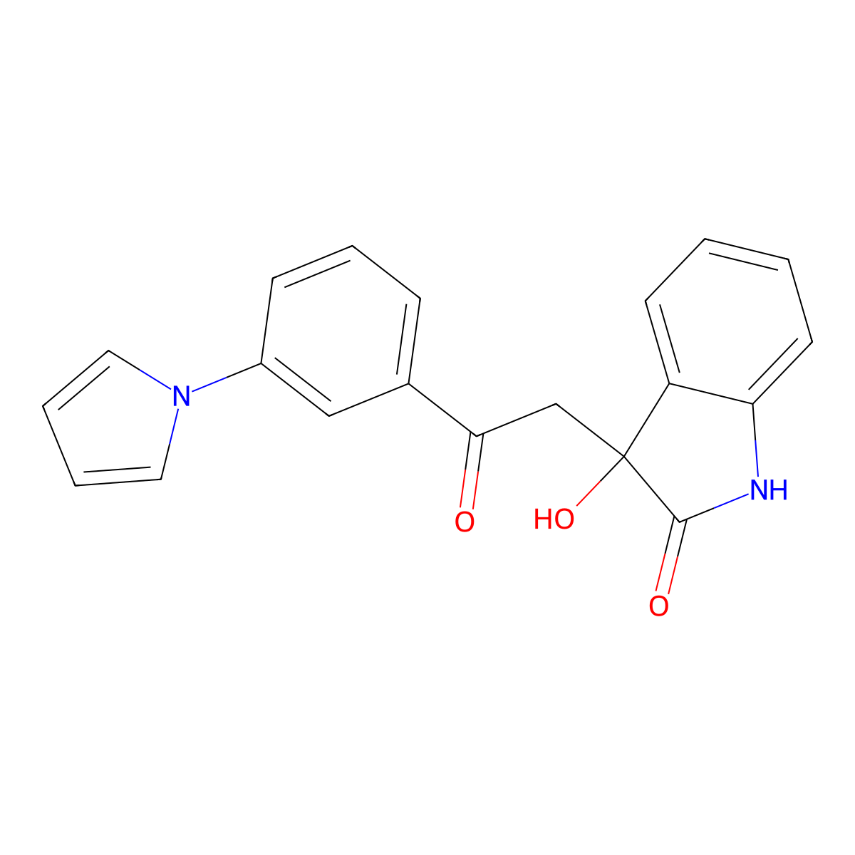 3-hydroxy-3-{2-oxo-2-[3-(1H-pyrrol-1-yl)phenyl]ethyl}-1,3-dihydro-2H-indol-2-one molecular structure, CAS 688031-10-9