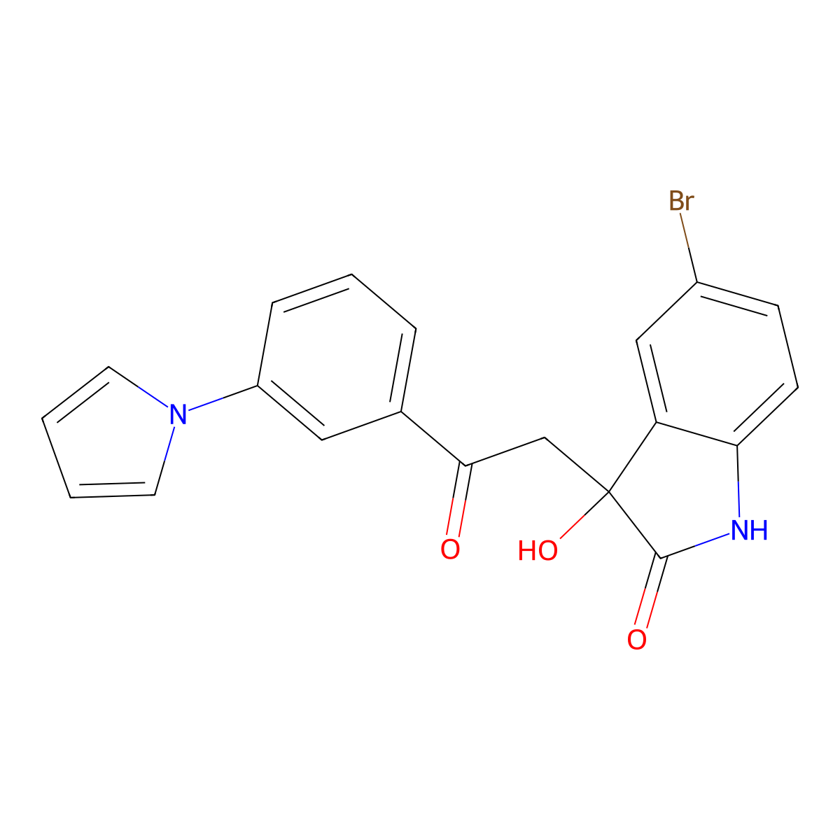 5-bromo-3-hydroxy-3-[2-oxo-2-(3-pyrrol-1-ylphenyl)ethyl]-1H-indol-2-one molecular structure, CAS 688031-16-5
