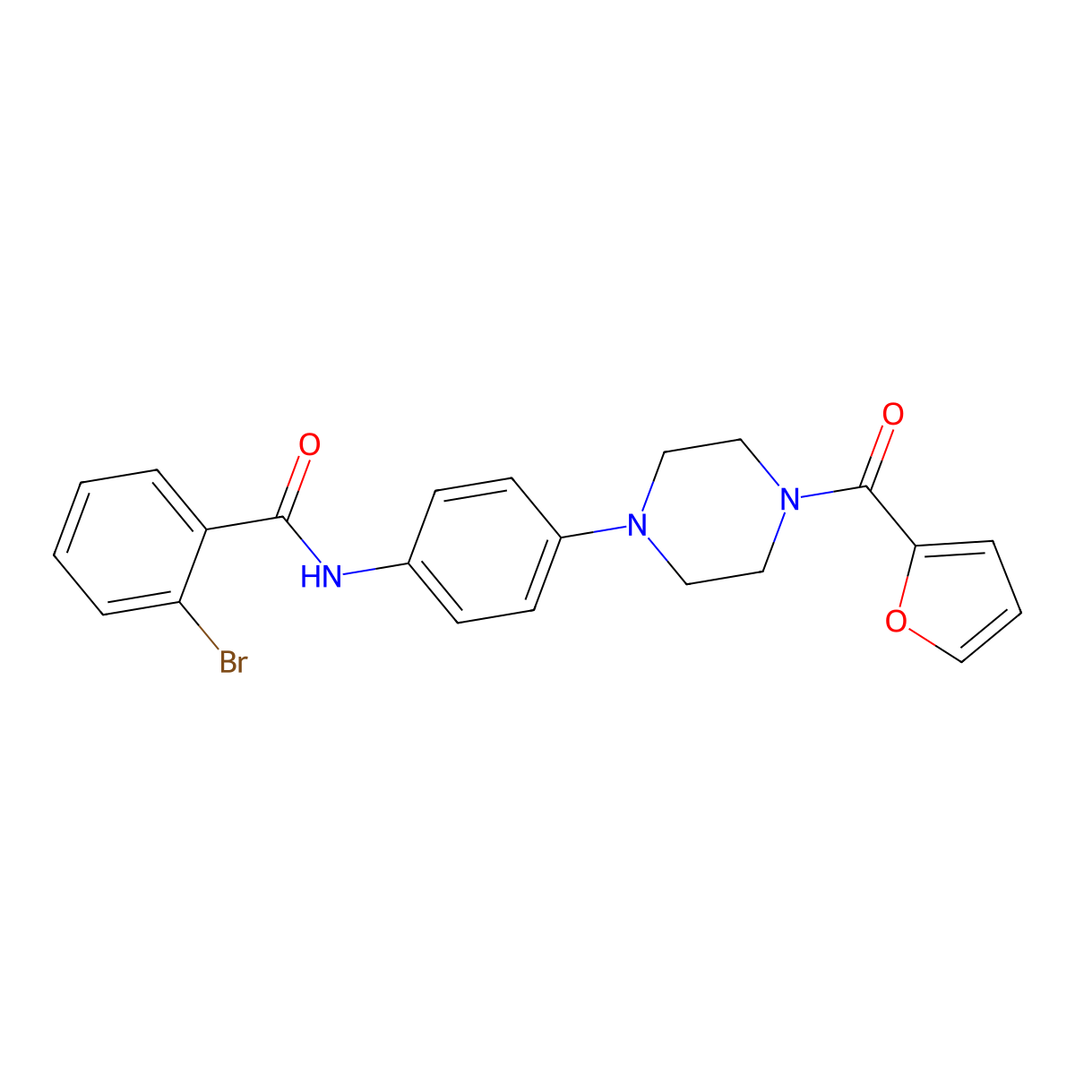 2-bromo-N-[4-[4-(furan-2-carbonyl)piperazin-1-yl]phenyl]benzamide molecular structure, CAS 688031-20-1