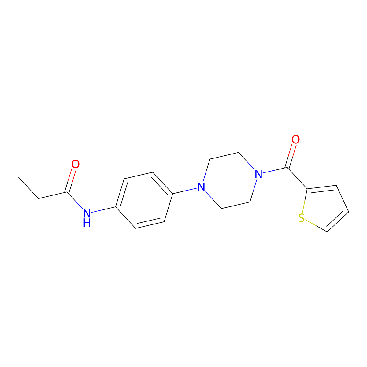N-{4-[4-(2-thienylcarbonyl)-1-piperazinyl]phenyl}propanamide molecular structure, CAS 688031-31-4