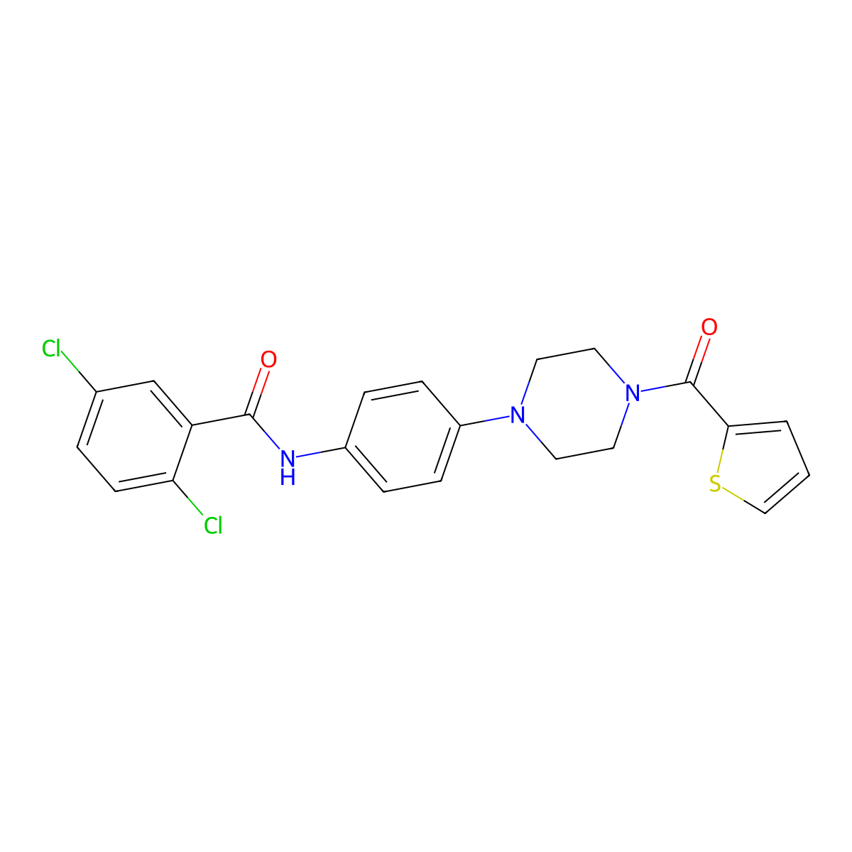 2,5-dichloro-N-[4-[4-(thiophene-2-carbonyl)piperazin-1-yl]phenyl]benzamide molecular structure, CAS 688031-46-1