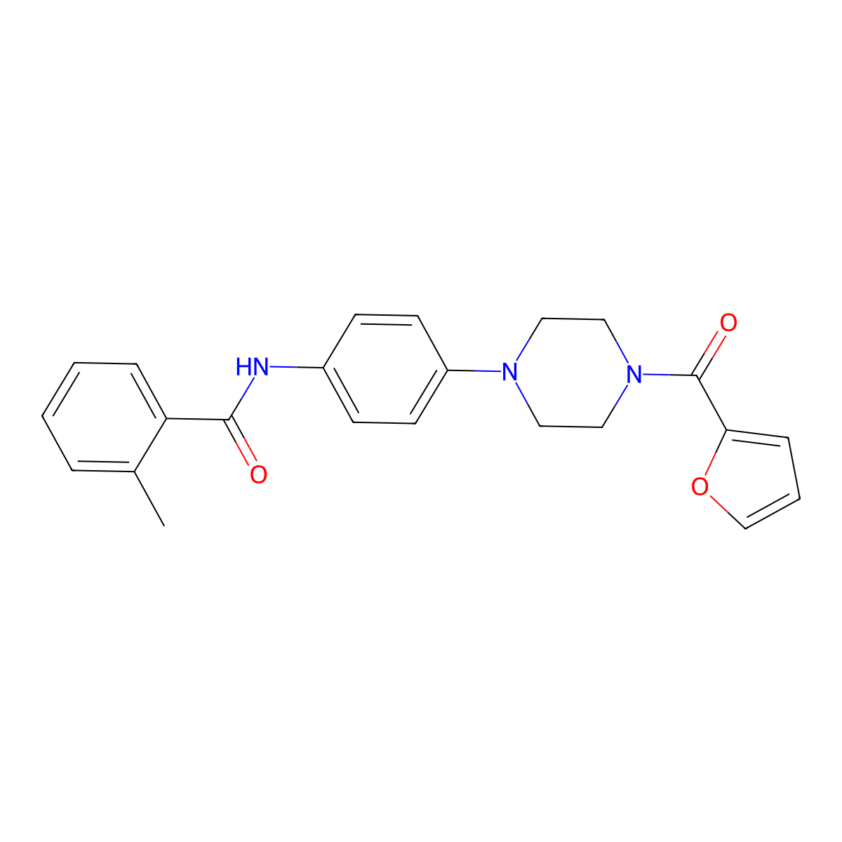 N-[4-[4-(furan-2-carbonyl)piperazin-1-yl]phenyl]-2-methylbenzamide molecular structure, CAS 688031-79-0
