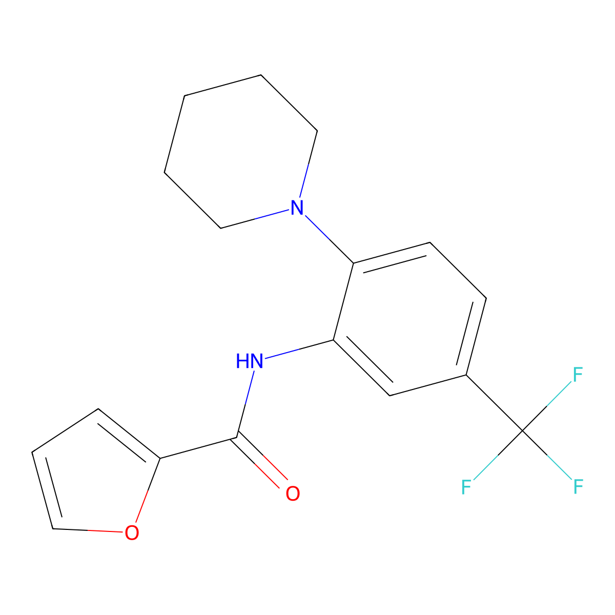 N-[2-piperidin-1-yl-5-(trifluoromethyl)phenyl]furan-2-carboxamide molecular structure, CAS 688033-08-1