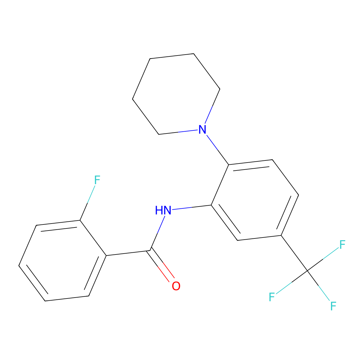2-fluoro-N-[2-piperidin-1-yl-5-(trifluoromethyl)phenyl]benzamide molecular structure, CAS 688033-17-2