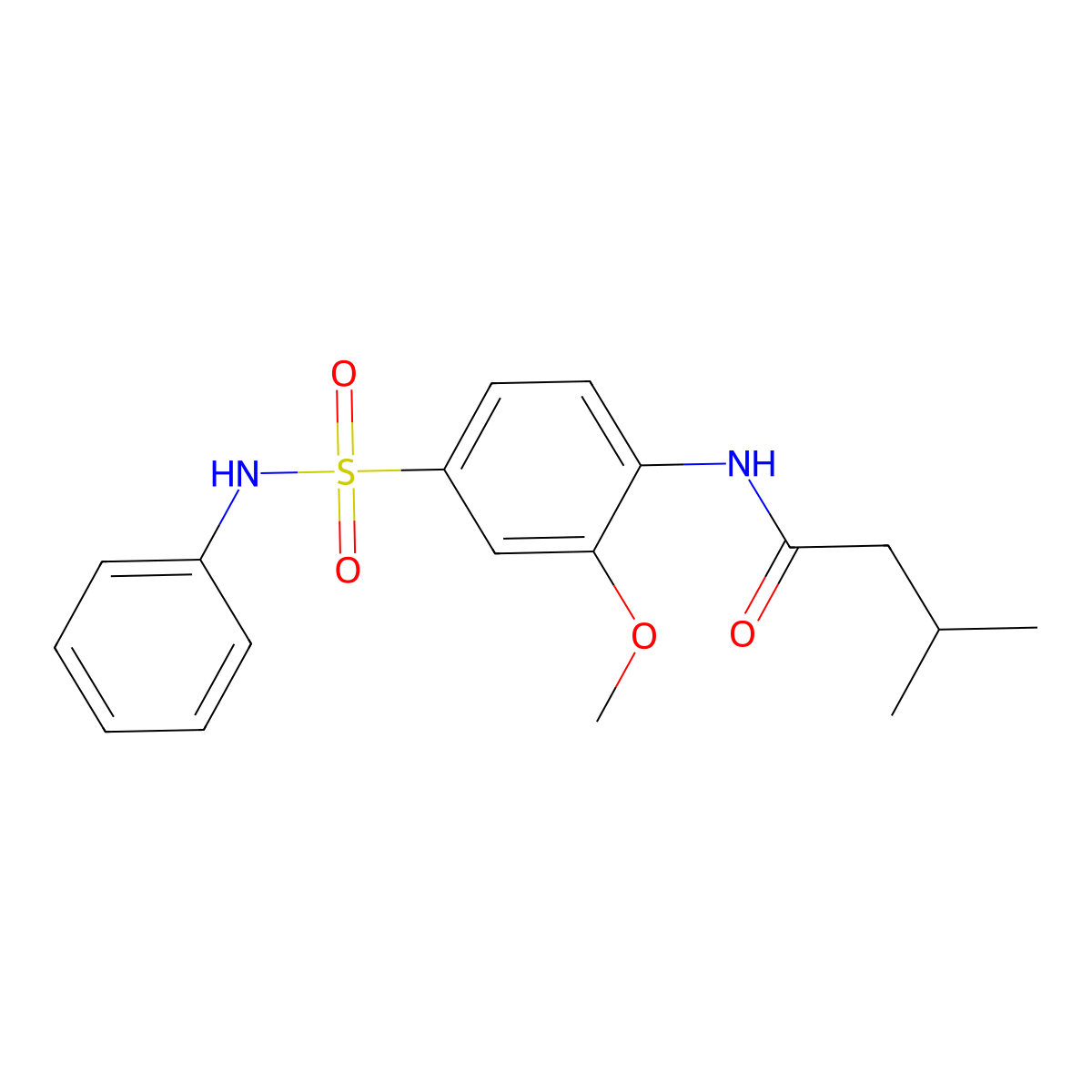 N-[2-methoxy-4-(phenylsulfamoyl)phenyl]-3-methylbutanamide molecular structure, CAS 688033-53-6