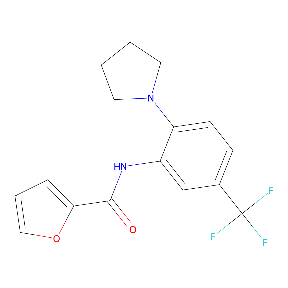 N-[2-(1-pyrrolidinyl)-5-(trifluoromethyl)phenyl]-2-furamide molecular structure, CAS 688033-94-5